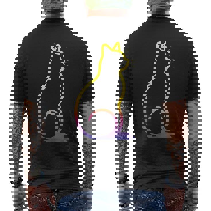 カラフルなかわいい猫 足 メンズTシャツ バックプリント