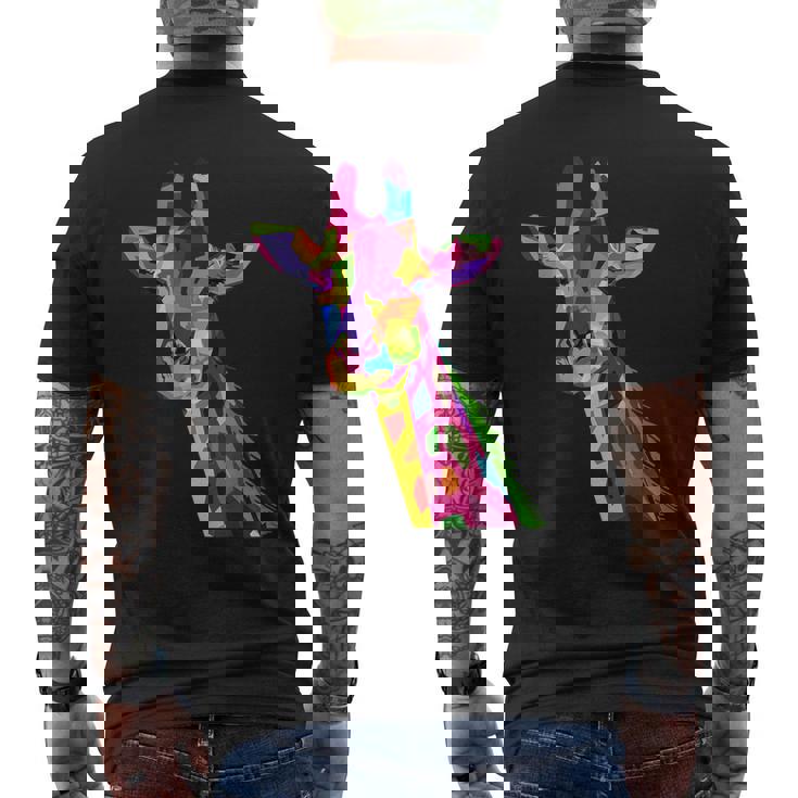 カラフルなキリン愛動物愛キリン メンズTシャツ バックプリント