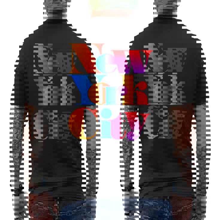 カラフルなニューヨークシティファッショングラフィックtシャツ、ニューヨーク市 メンズTシャツ バックプリント
