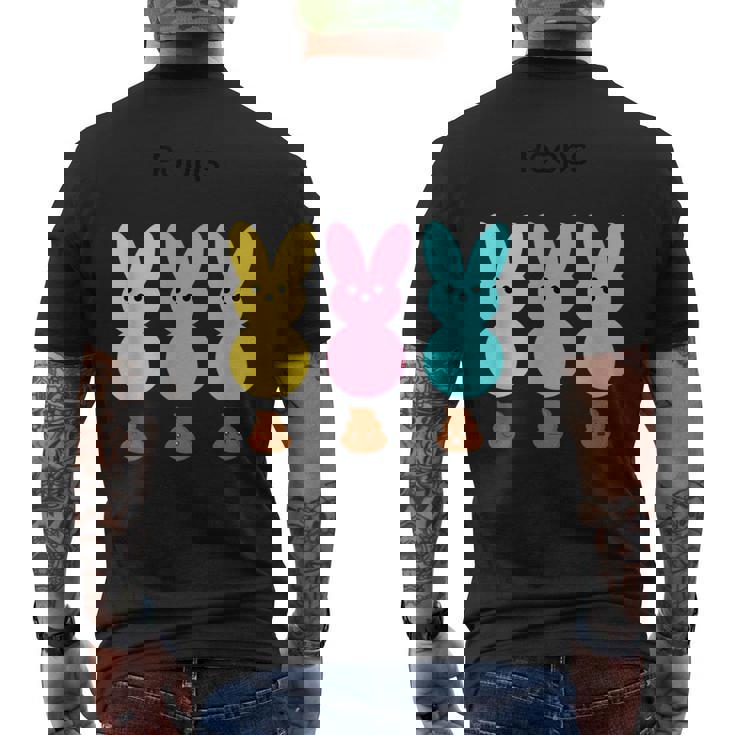 カラフルなマシュマロバニーのうんち メンズTシャツ バックプリント