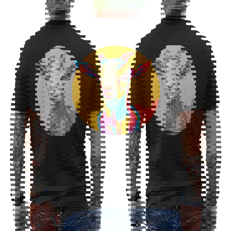 カラフルなヤギ メンズTシャツ バックプリント