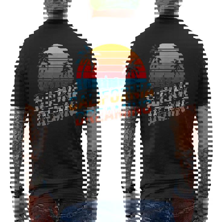 カリフォルニア ドリーミング サンセット ヤシの木 街並み メンズTシャツ バックプリント
