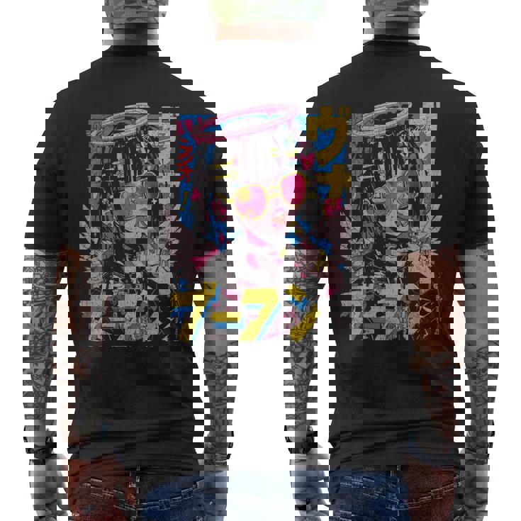 カワイイ ストリートウェア ヒップホップ Hip Hop サイバーパンク エンジェル テックウェア マンガ アニメ メンズTシャツ バックプリント