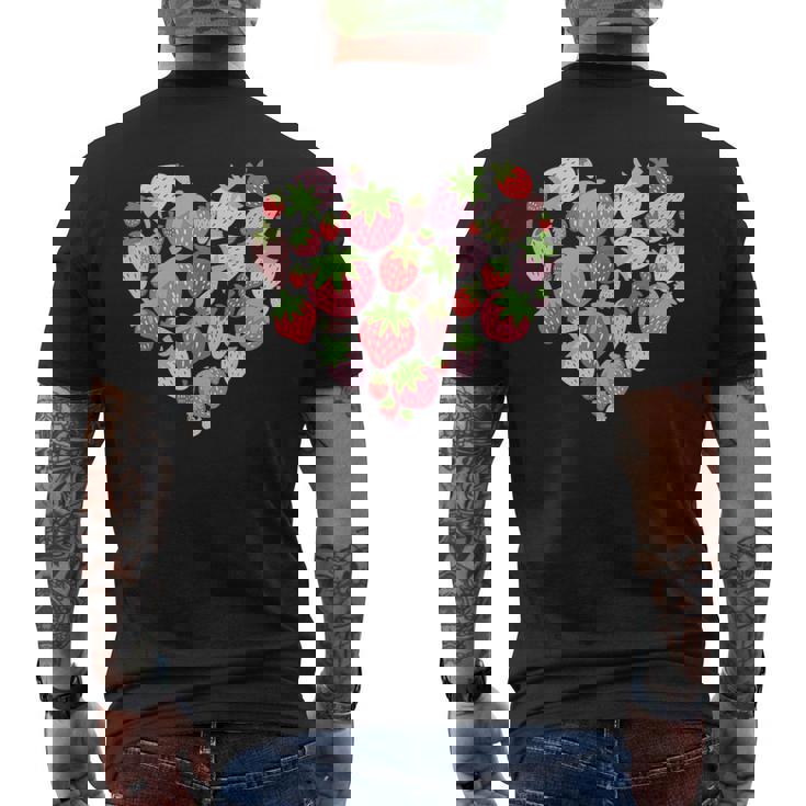 カワイイ ストロベリーハート コテージコア エステ ストロベリー メンズTシャツ バックプリント