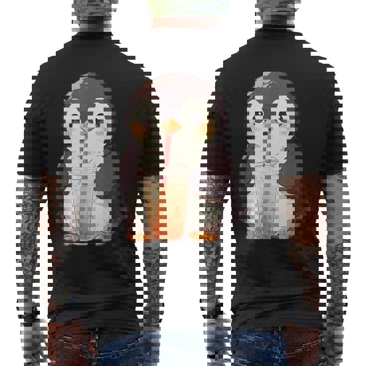 カワイイ ペンギンドリンク バブルティー ペンギンボバ メンズTシャツ バックプリント