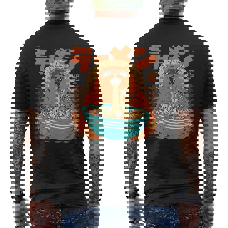 カワイイ ラーメンタヌキ妖怪 オタク アニメ 漫画 メンズTシャツ バックプリント