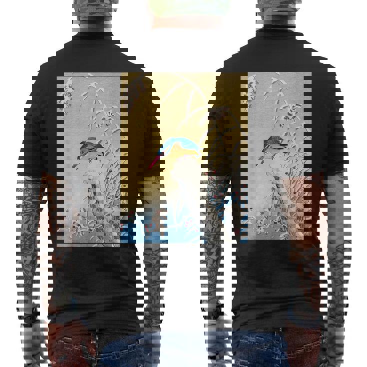 カワセミ 鳥 動物 ヴィンテージ 和 浮世絵 自然 江戸 メンズTシャツ バックプリント