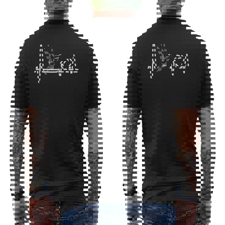 カワセミ好きにはたまらないカワセミのハートビート メンズTシャツ バックプリント