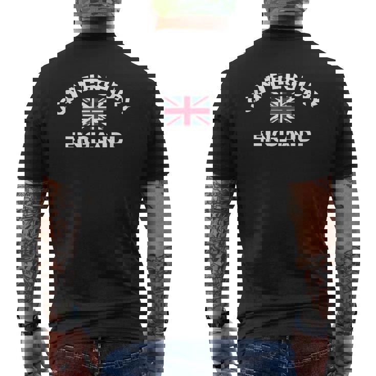 カンタベリー イングランド イギリス イギリス シティ ユニオンジャック フラッグ メンズTシャツ バックプリント