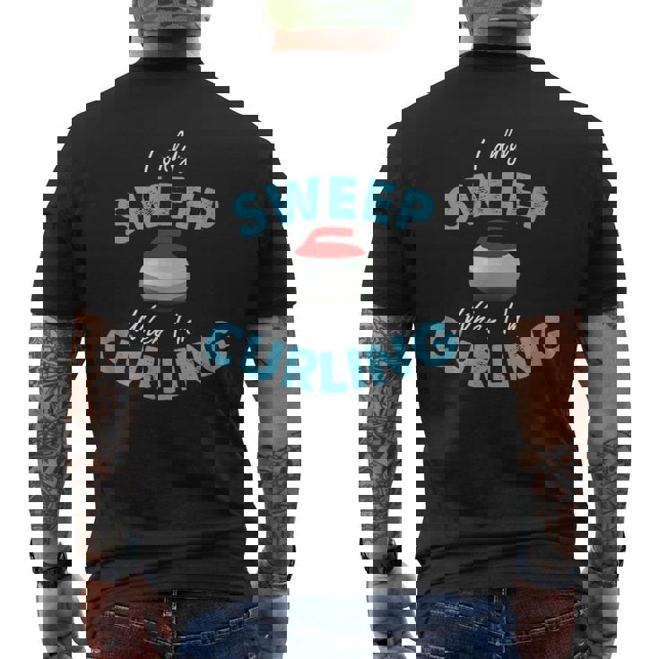 カーリングしているときだけ掃除する-おもしろいカーリング メンズTシャツ バックプリント