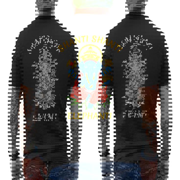 ガネーシャ ヨガ シャンティ 象 ブッダ 象 メンズTシャツ バックプリント