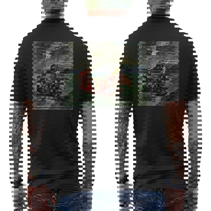 ガリラヤの海のキリスト ユージン・ドラクロワ メンズTシャツ バックプリント