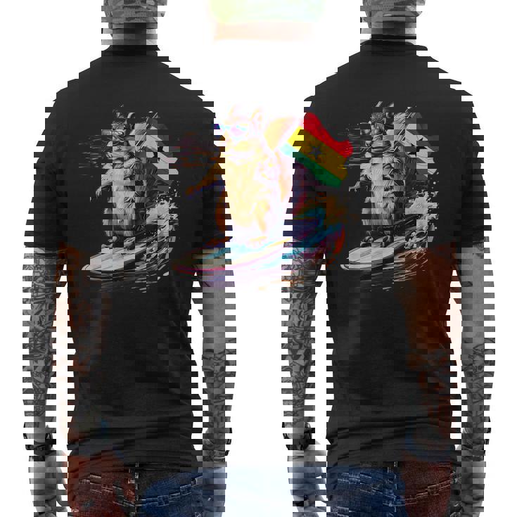 ガーナ プライド サーフィン リス ガーナのルーツ ガーナ国旗 メンズTシャツ バックプリント