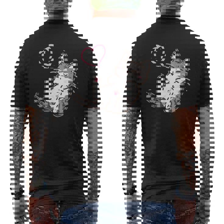 キジ白猫ぐっすり眠る猫ちゃん 猫好き メンズTシャツ バックプリント