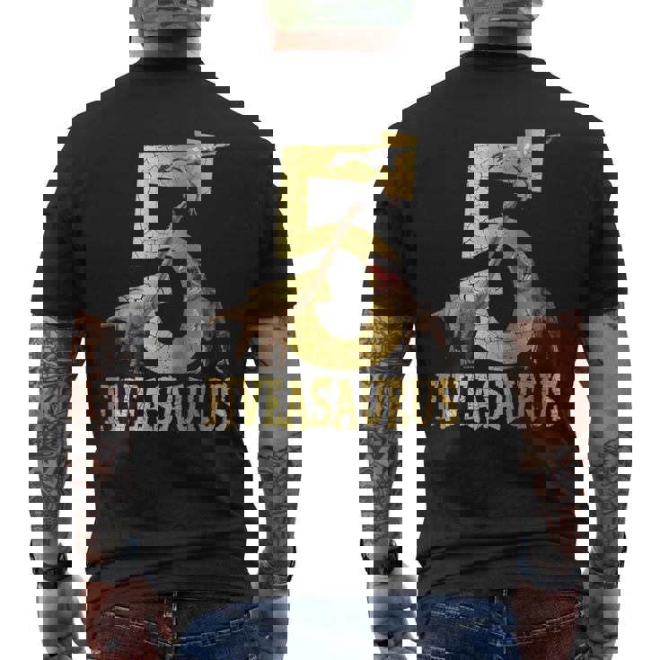 キッズ Tレックス 恐竜 誕生日パーティー装飾 5歳の誕生日 男の子 恐竜 メンズTシャツ バックプリント