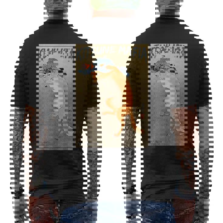 キツネマフィア アニメ 九尾狐魂 浮世絵 日本語 メンズTシャツ バックプリント