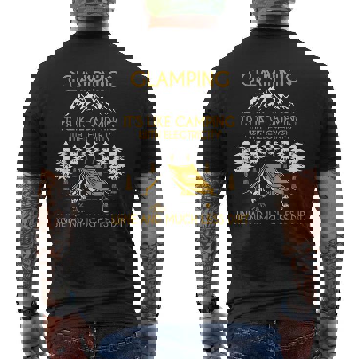 キャンパー ワインキャンプ ネイチャー グランピング キャンプテント メンズTシャツ バックプリント