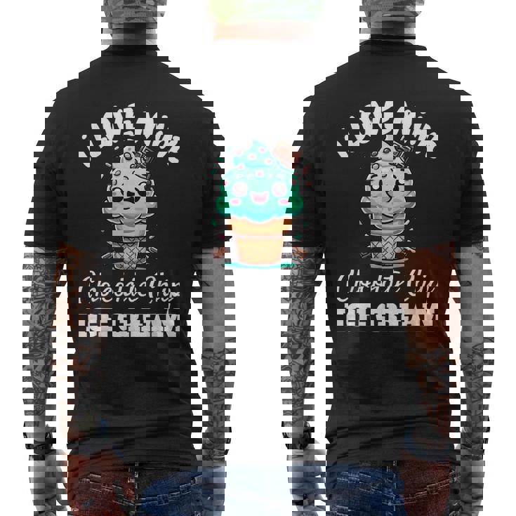 キュート アイラブミント チョコチップス アイスクリーム好き 夏 パーティー メンズTシャツ バックプリント