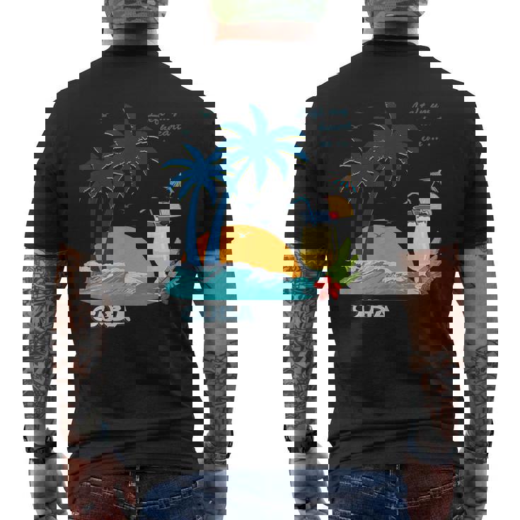 キューバ 熱帯の風景 ハバナ ギフト お土産 カリブ海 ヤシの木 冒険 メンズTシャツ バックプリント