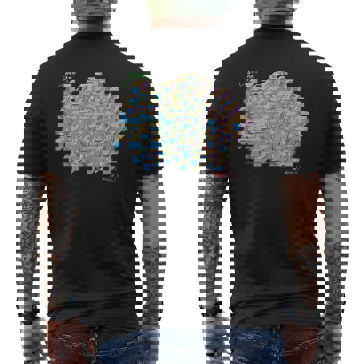 キューブ 迷路&迷路 メンズTシャツ バックプリント