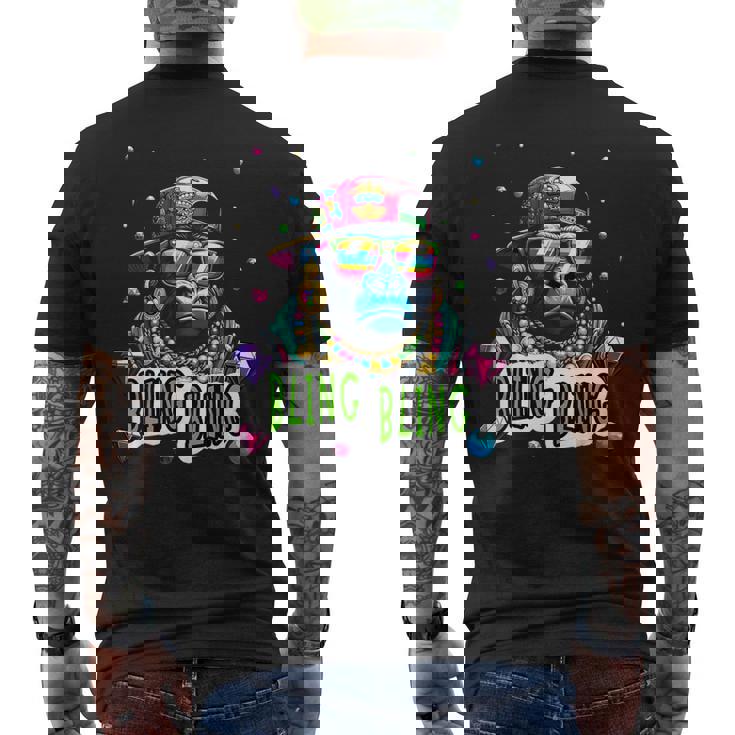 キラキラ光るクールなゴリラとジュエルヒップホップアートギャングスター メンズTシャツ バックプリント