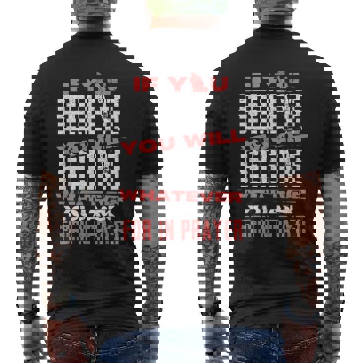 キリスト教信仰のモチベーションを高めると信じるなら メンズTシャツ バックプリント