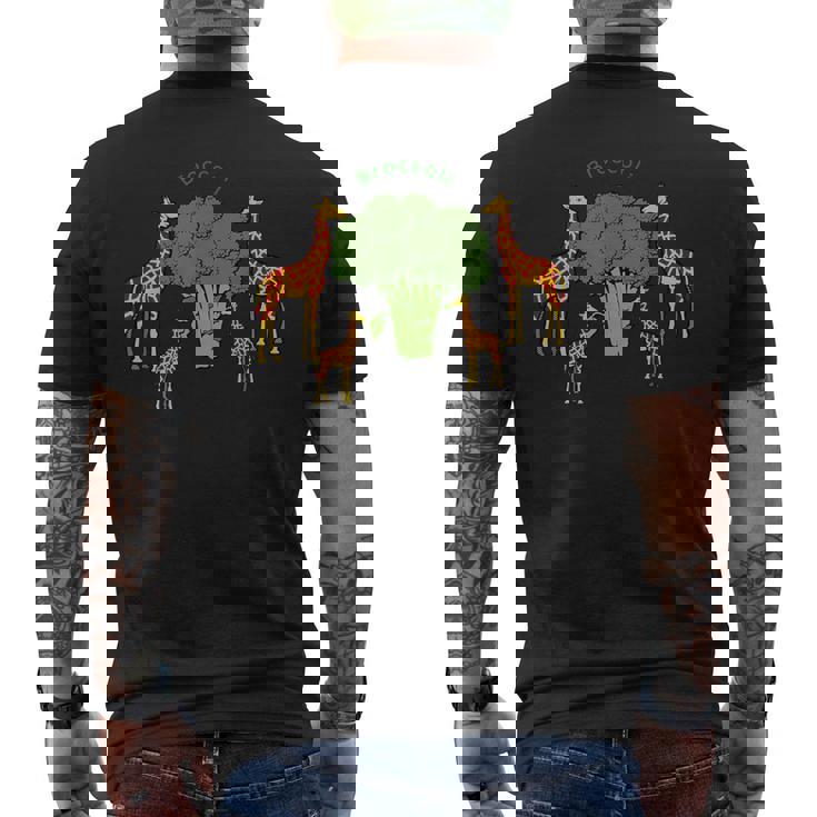 キリン ベジタリアンファミリー 食べる ブロッコリー メンズTシャツ バックプリント