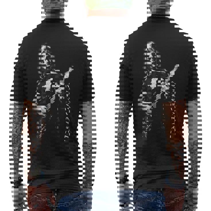 ギターを弾くデビッド・ギルモア メンズTシャツ バックプリント