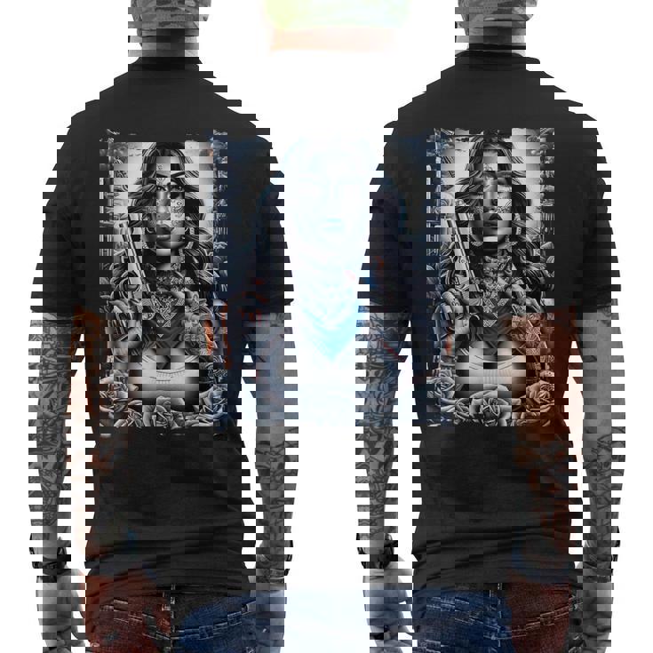 ギャングガール ヒップホップ チカーノデザイン メンズTシャツ バックプリント