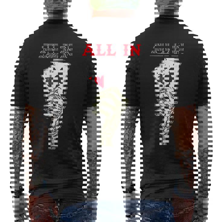 ギャンブル ポーカー プレーヤー スケルトン ハンド ポーカー カード 7 2 ポーカー メンズTシャツ バックプリント