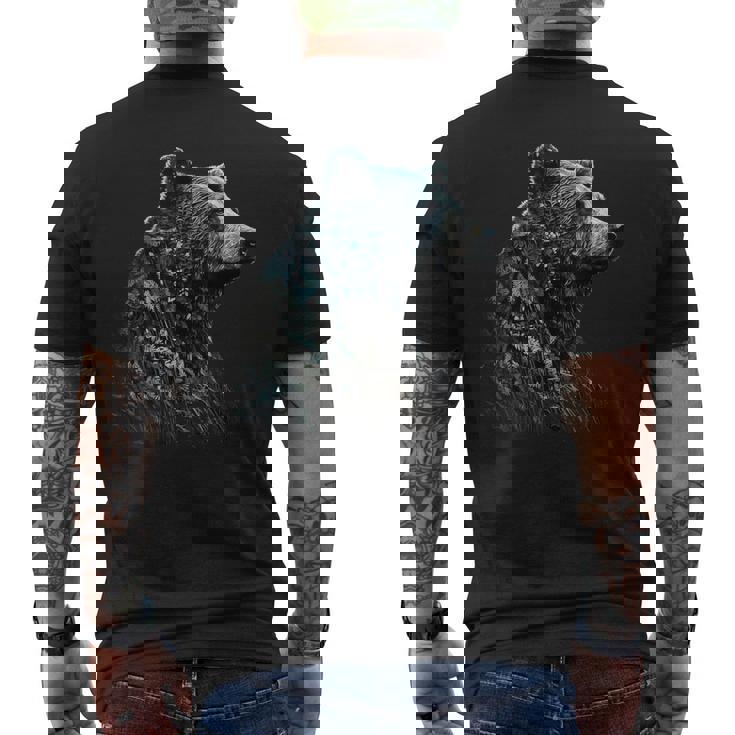 クマ、動物好き、動物クマ メンズTシャツ バックプリント