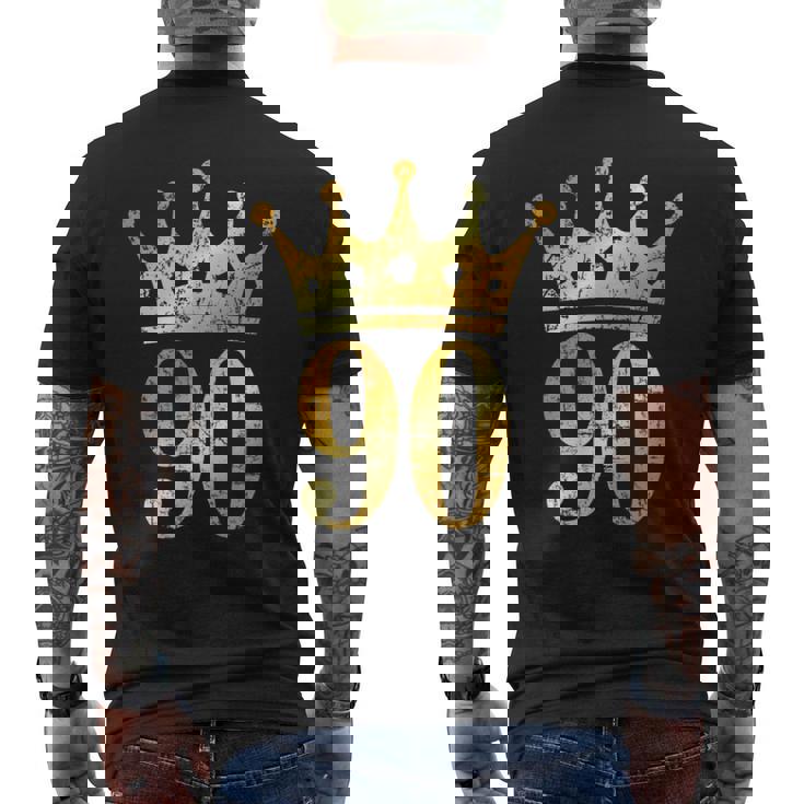 クラウン ナンバー90 ヴィンテージゴールデンイエロー 90歳の誕生日 メンズTシャツ バックプリント