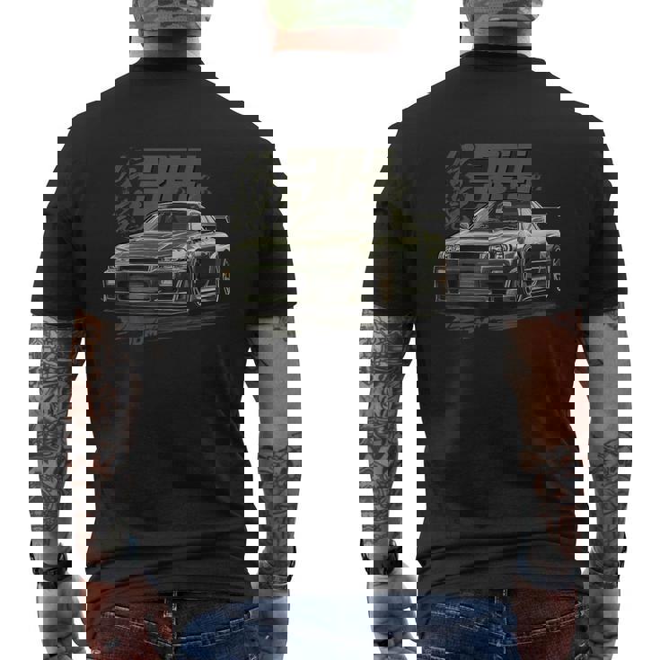クラシック アーバングリーン R34 Liberty Walk Jdm スカイライン メンズTシャツ バックプリント