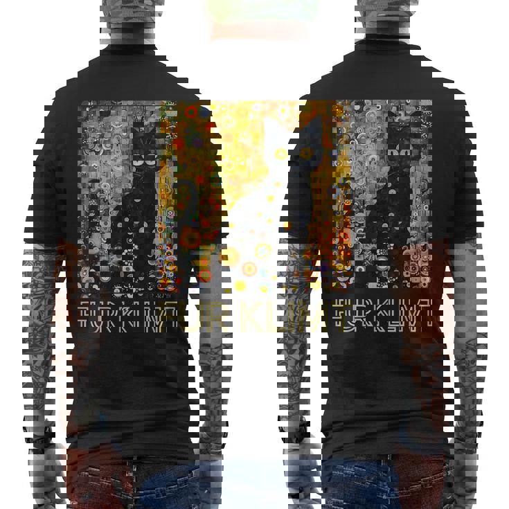 クリムト絵画の黒猫、猫好き、アーティスト美術学生 メンズTシャツ バックプリント