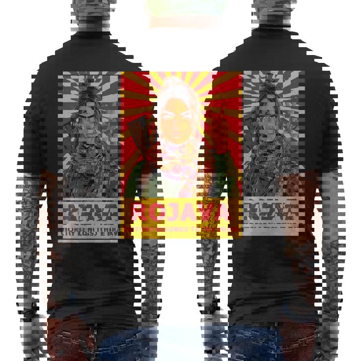 クルドのロジャバ クルディスタン 「勝利 」デザイン メンズTシャツ バックプリント