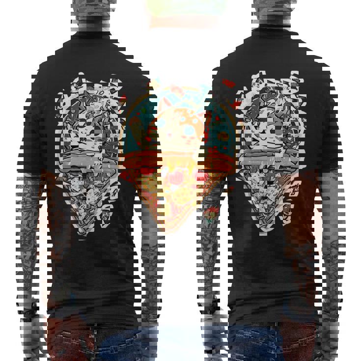 クレイジー ペパロニ ピザ キャット カルツォーネ トラ猫 ファーストフードの子猫 メンズTシャツ バックプリント