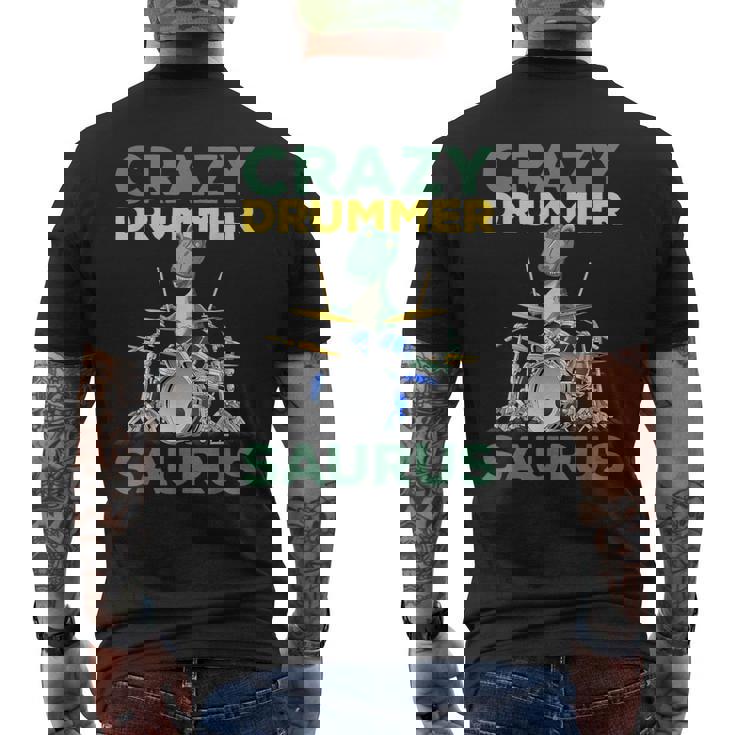 クレイジードラマー ザウルス ドラムプレーヤー ドラム 音楽プレーヤー 恐竜 メンズTシャツ バックプリント