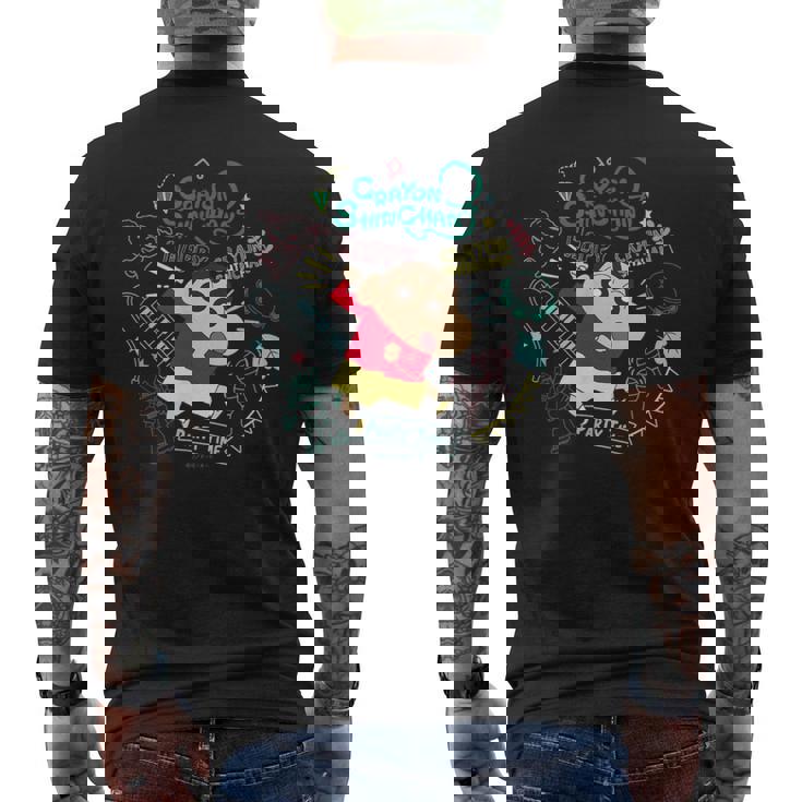 クレヨンしんちゃん しんちゃんと楽器のパーティタイム メンズTシャツ バックプリント