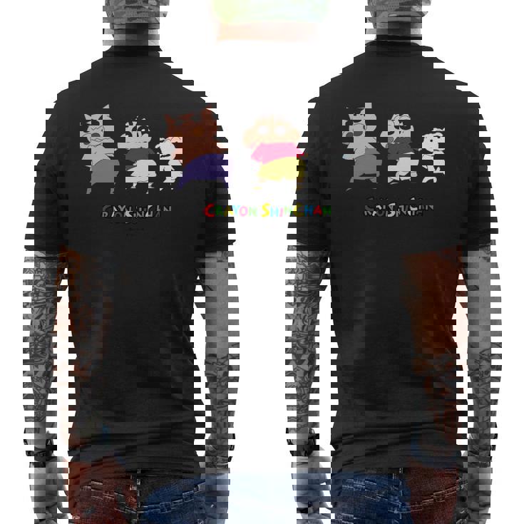 クレヨンしんちゃん 振り向き「ぶりぶり＆しんちゃん＆シロ」 長袖tシャツ メンズTシャツ バックプリント