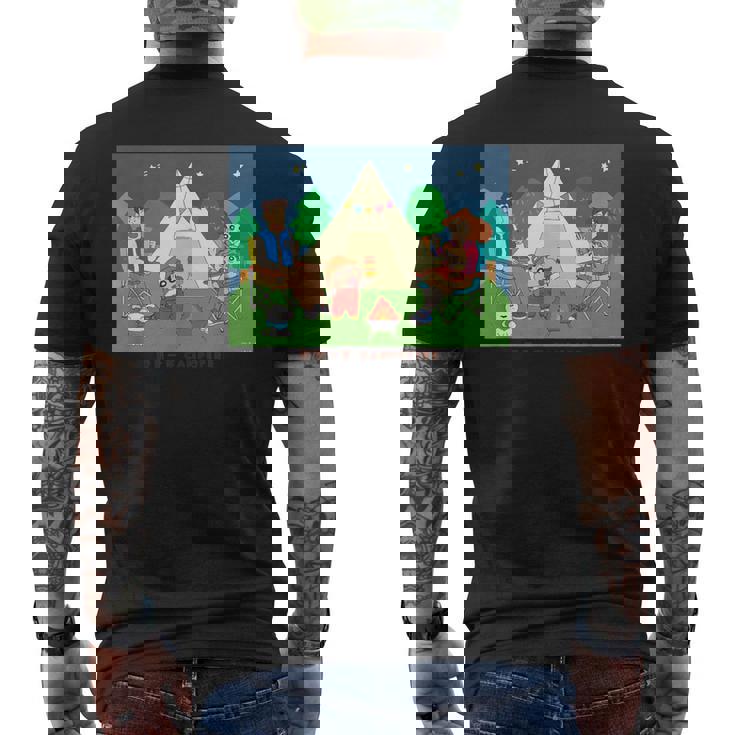 クレヨンしんちゃん 野原一家キャンプファイヤー 集合 メンズTシャツ バックプリント