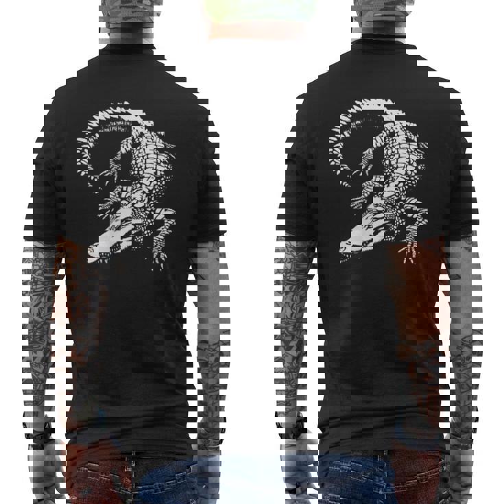 クロコダイル お父さん 母 恋人 モノクロ クロコダイル メンズTシャツ バックプリント