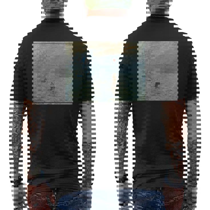 クロード・モネの印象、ソレイユ・レヴァント レトロtシャツ メンズTシャツ バックプリント