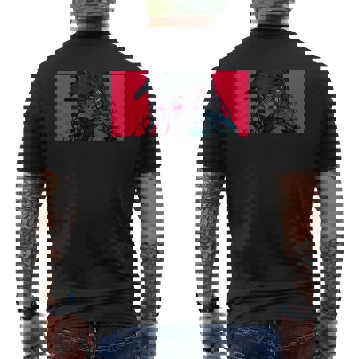 クールでかわいいアニメガールカラフルなデザインサングラス付き メンズTシャツ バックプリント