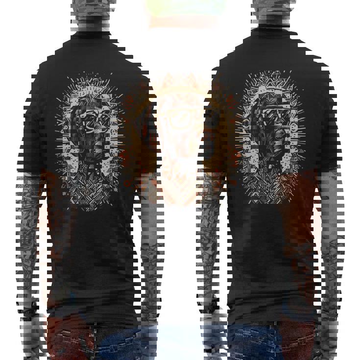 クールなジャーマンショートヘアポインタードッグトライバルアートスタイル メンズTシャツ バックプリント