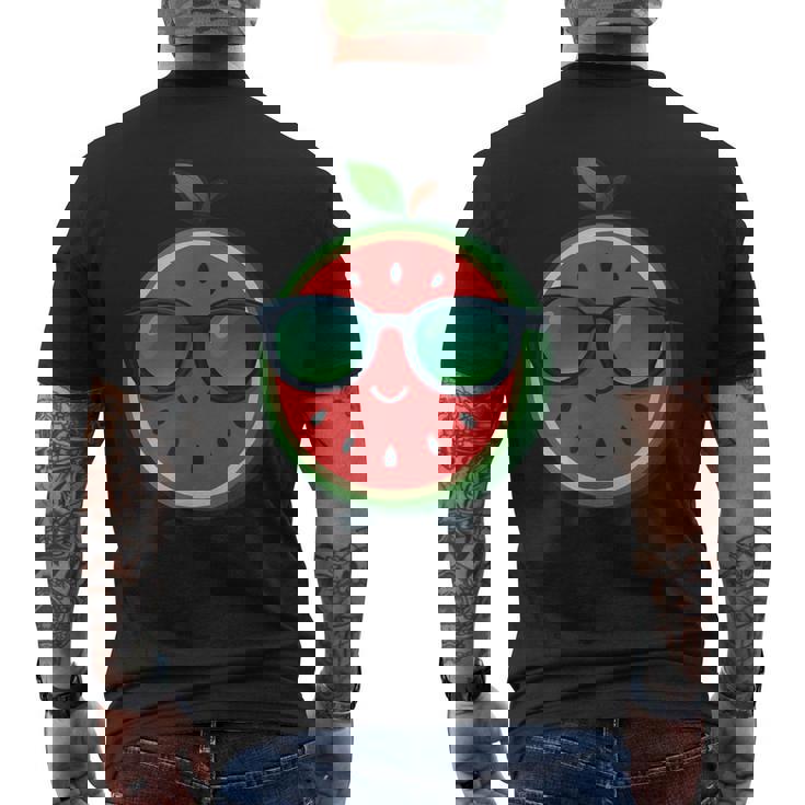 クールな漫画スイカサングラス付き メンズTシャツ バックプリント
