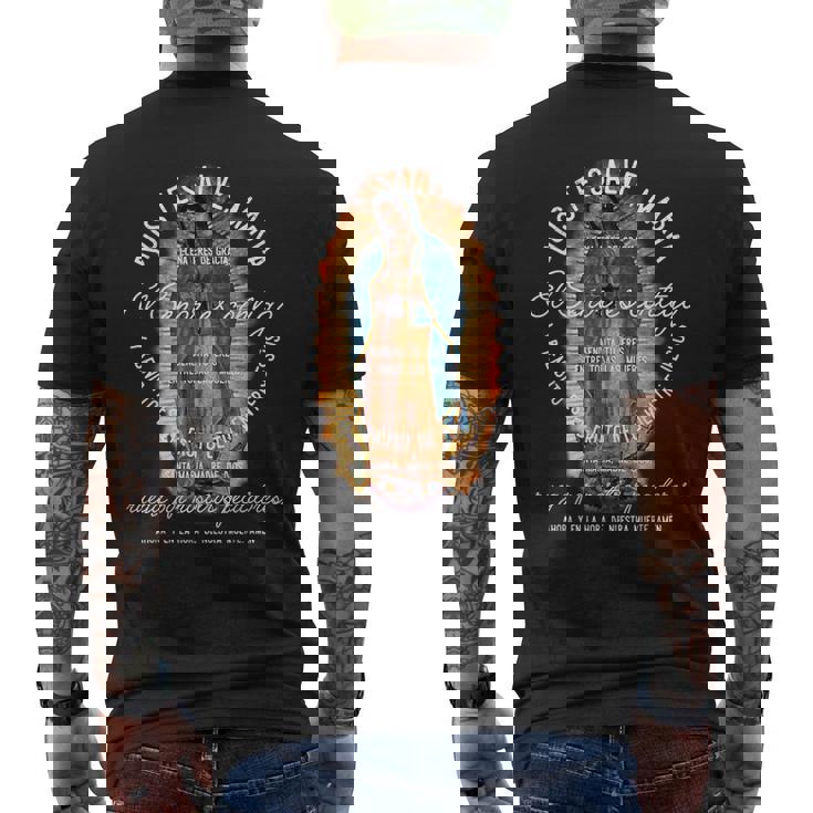 グアダルーペの聖母 カトリック アヴェ マリア スパニッシュヘイルマリア メンズTシャツ バックプリント