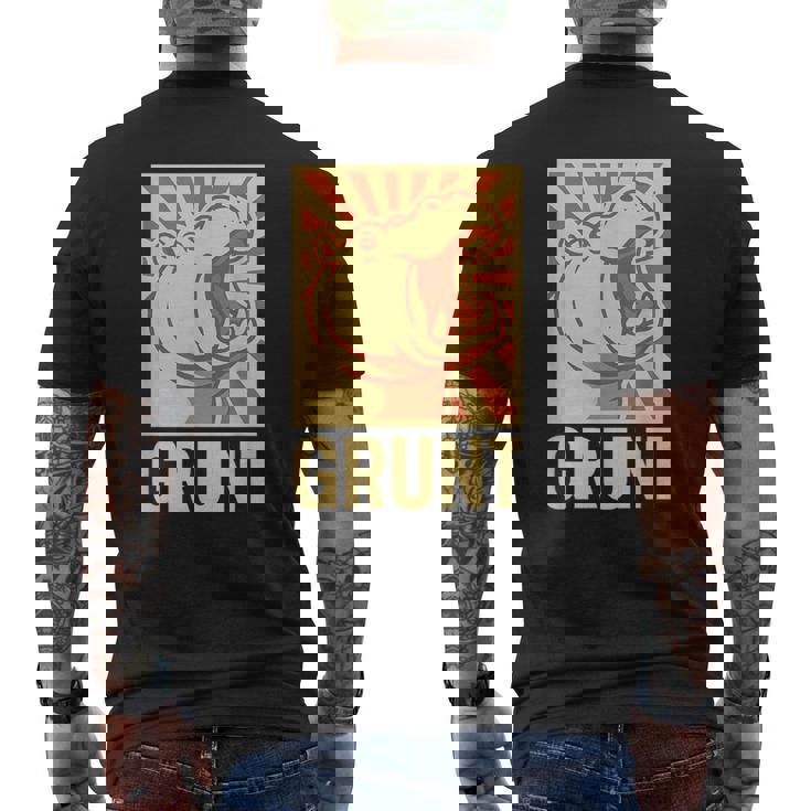 グラントカバアート – 面白い大胆な動物のカバ メンズTシャツ バックプリント