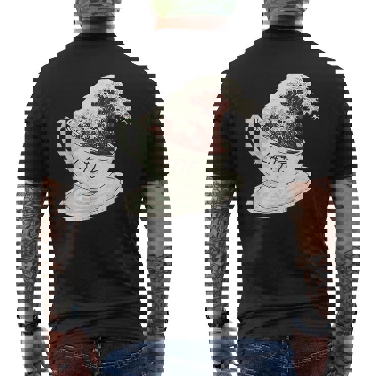 グレートウェーブ カフェラテ コーヒー カフェイン 神奈川 北斎 メンズTシャツ バックプリント