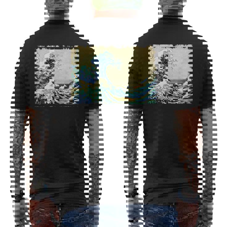 グレートウェーブ 葛飾北斎 名物 ヴィンテージアート おしゃれ メンズTシャツ バックプリント