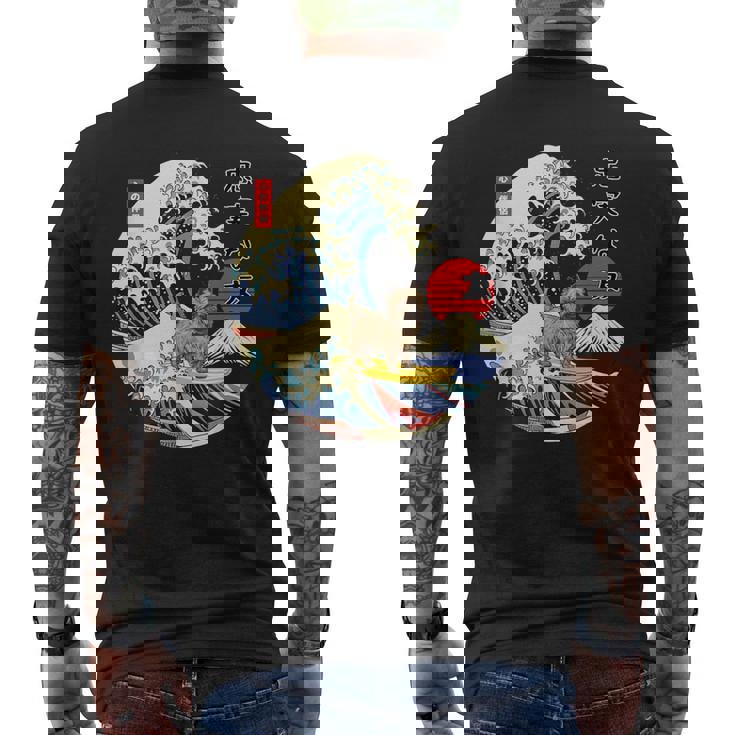 ケアンテリア 日本の神奈川波 サーフ 忠実な犬 メンズTシャツ バックプリント